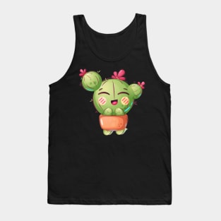 Sunset Smile Of Funny Cactus Flowerpot Summer Style Tank Top